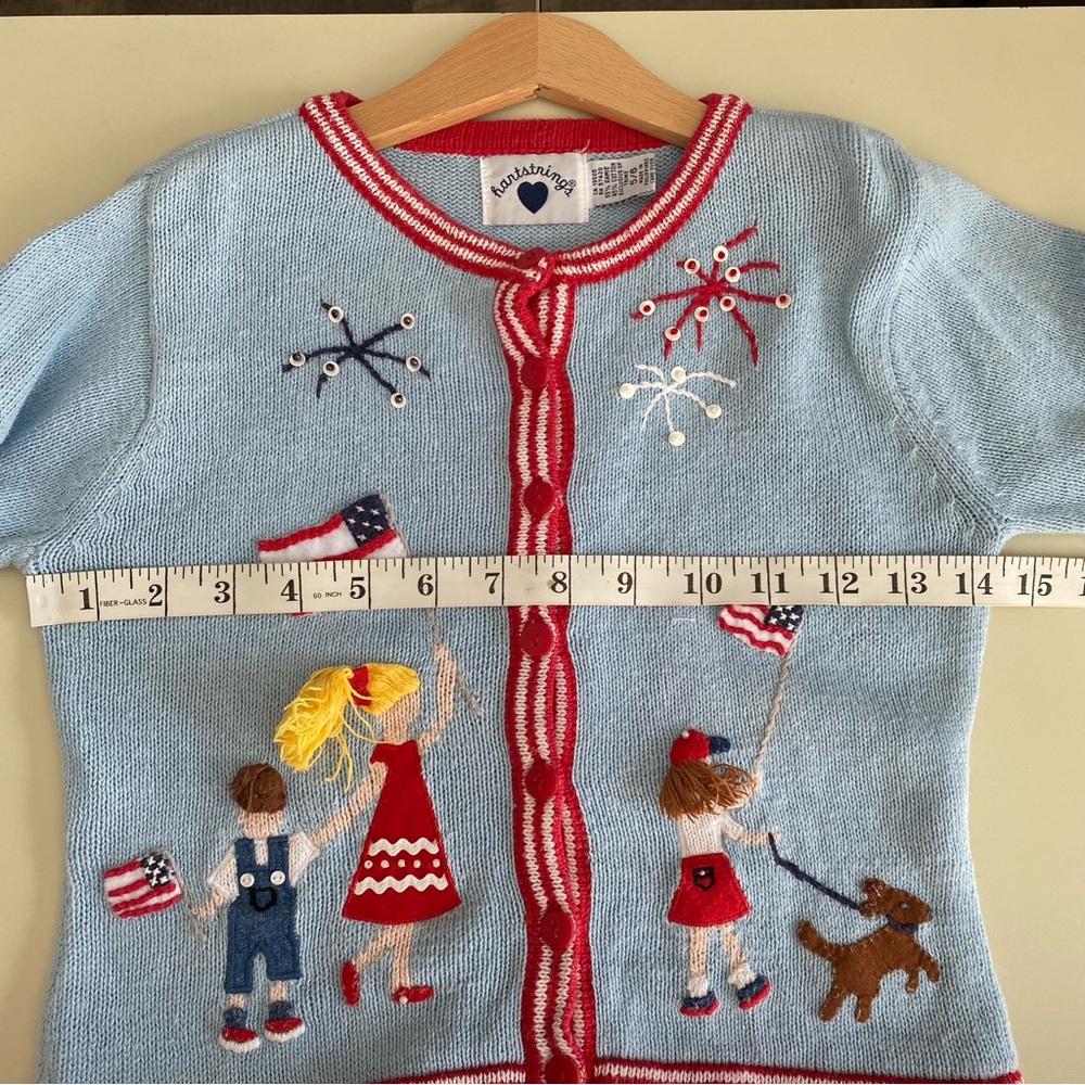 Vintage Hartstrings Embroidered 4th of July Knit Cardigan Sweater 5/6 - Picture 10 of 11